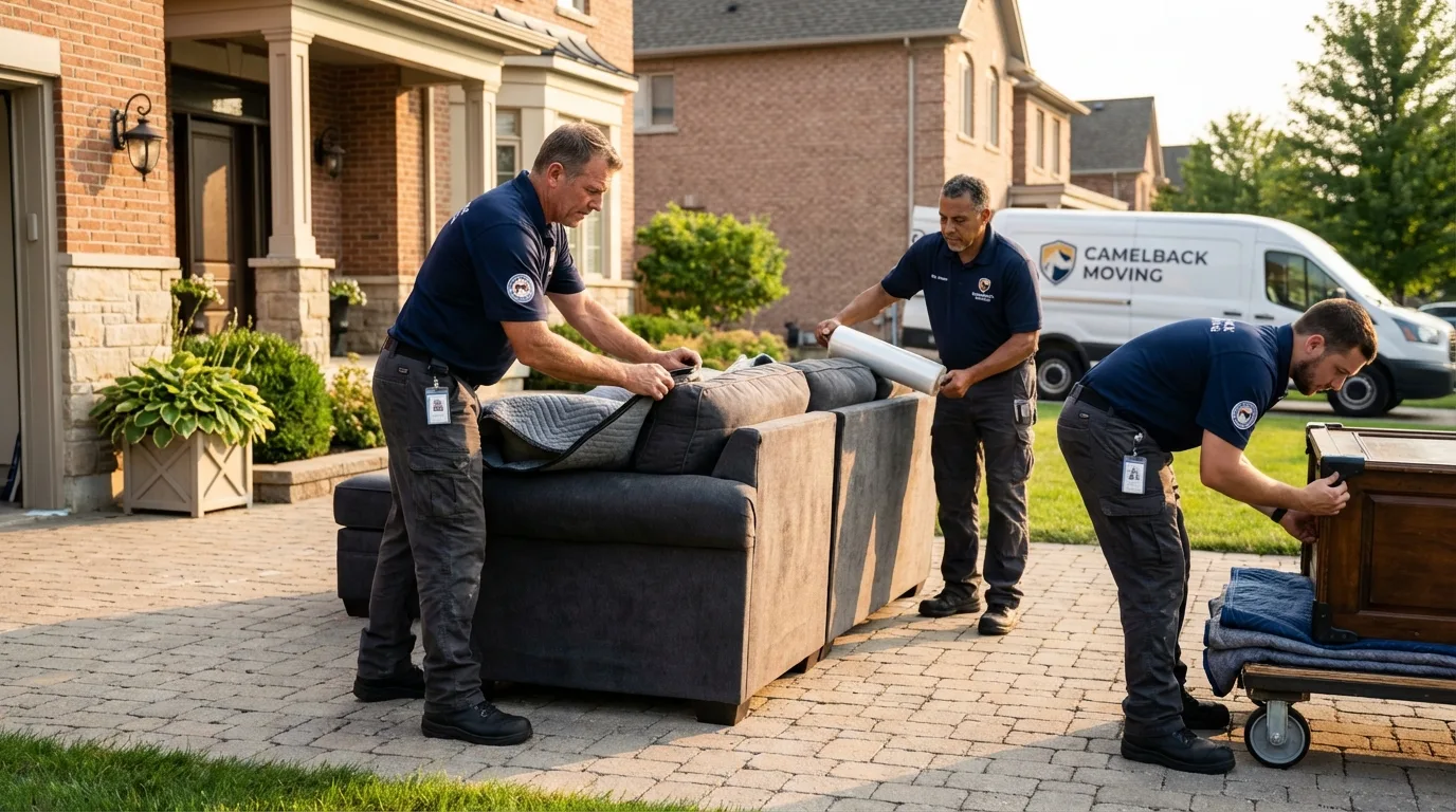 Large estate moving crew wrapping furniture in Festus, MO